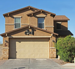New,two Story,tan,and,brown,stucco,home,in,tucson,,arizona,